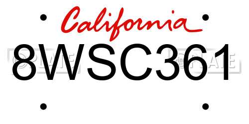 8WSC361 California License Plate