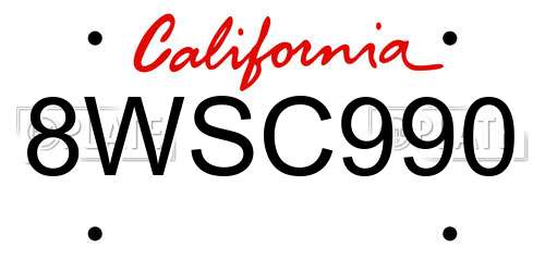 8WSC990 California License Plate