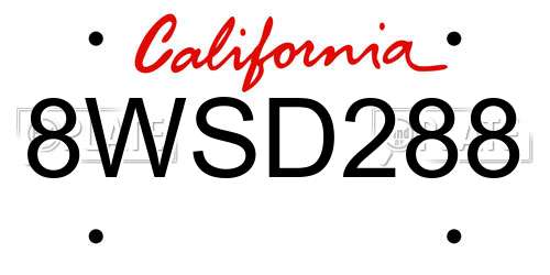 8WSD288 California License Plate