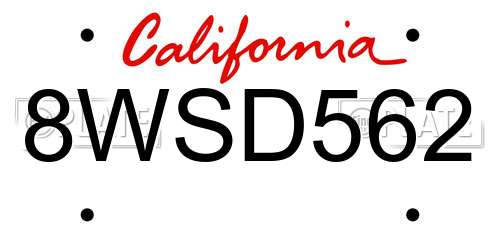 8WSD562 California License Plate