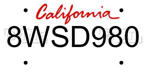 8WSD980 California License Plate
