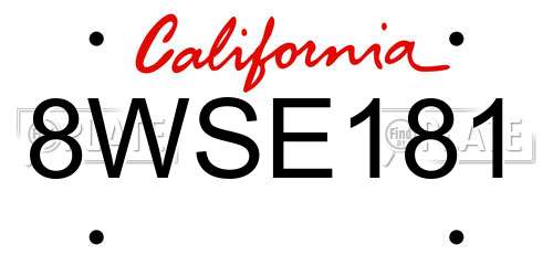 8WSE181 California License Plate