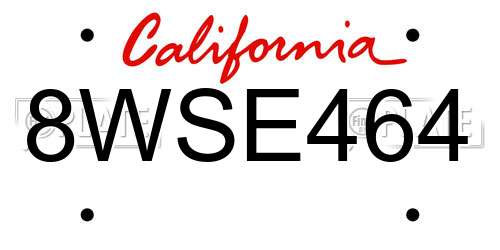8WSE464 California License Plate