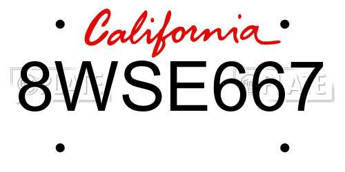 8WSE667 California License Plate