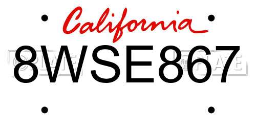 8WSE867 California License Plate