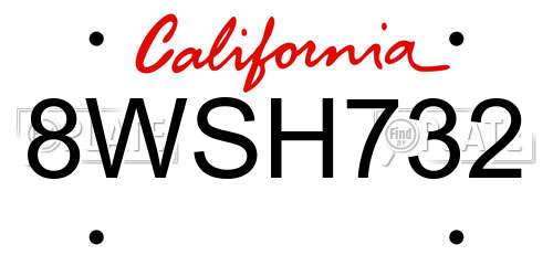 8WSH732 California License Plate