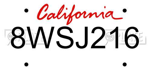 8WSJ216 California License Plate