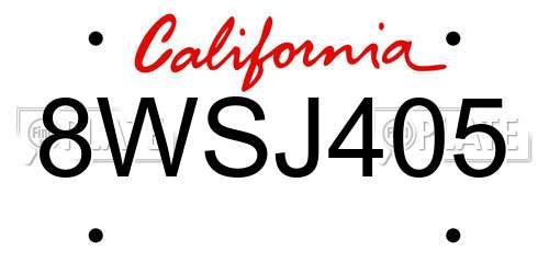 8WSJ405 California License Plate