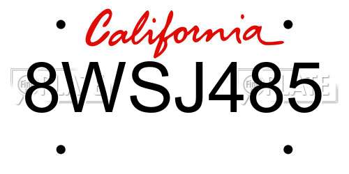 8WSJ485 California License Plate