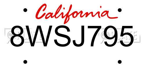 8WSJ795 California License Plate