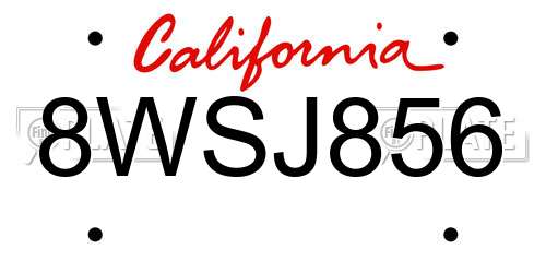 8WSJ856 California License Plate