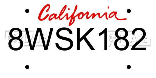 8WSK182 California License Plate