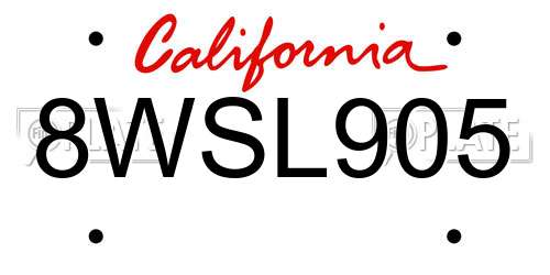 8WSL905 California License Plate