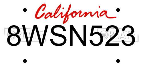 8WSN523 California License Plate