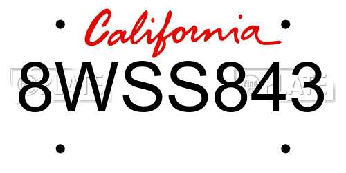 8WSS843 California License Plate