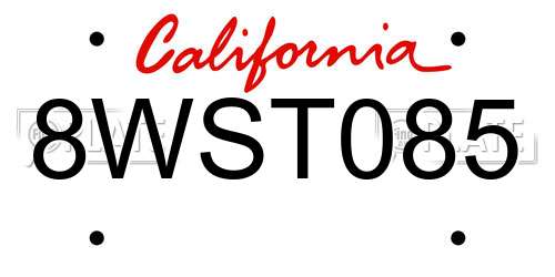 8WST085 California License Plate