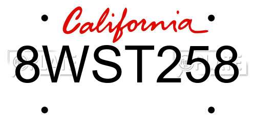8WST258 California License Plate