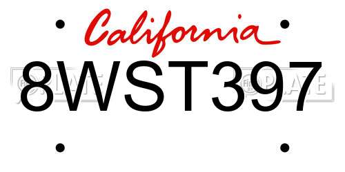 8WST397 California License Plate
