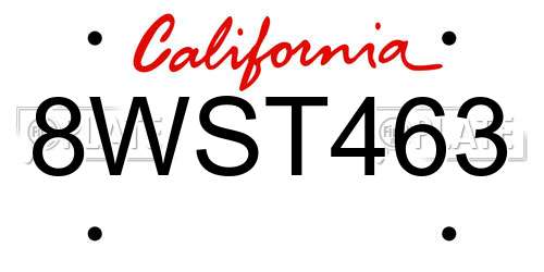 8WST463 California License Plate