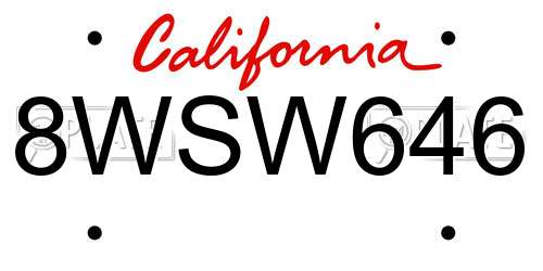 8WSW646 California License Plate