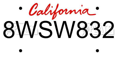 8WSW832 California License Plate