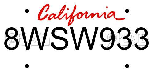 8WSW933 California License Plate