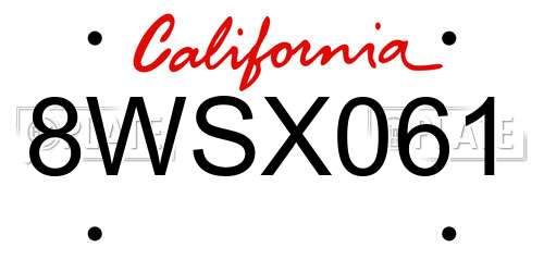 8WSX061 California License Plate