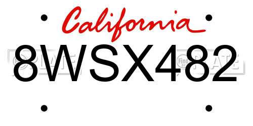 8WSX482 California License Plate