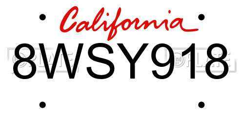 8WSY918 California License Plate