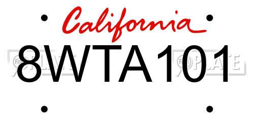 8WTA101 California License Plate