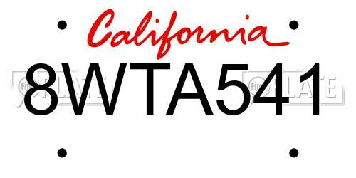8WTA541 California License Plate