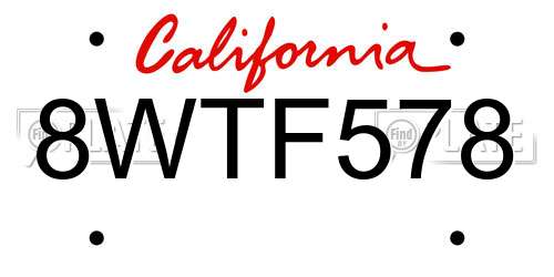 8WTF578 California License Plate