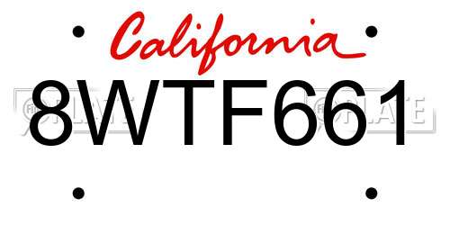 8WTF661 California License Plate