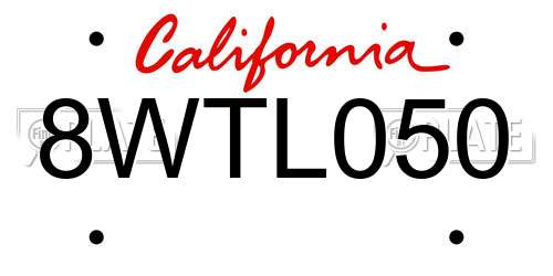 8WTL050 California License Plate