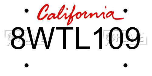 8WTL109 California License Plate