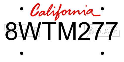 8WTM277 California License Plate