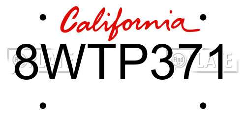 8WTP371 California License Plate