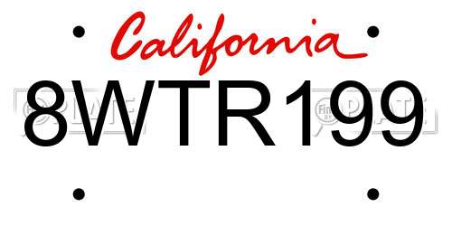 8WTR199 California License Plate