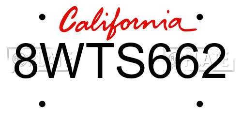 8WTS662 California License Plate