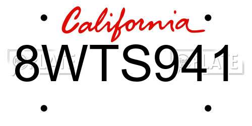 8WTS941 California License Plate