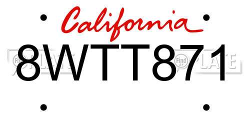 8WTT871 California License Plate