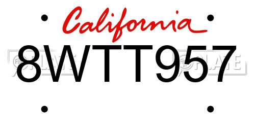 8WTT957 California License Plate