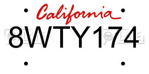 8WTY174 California License Plate