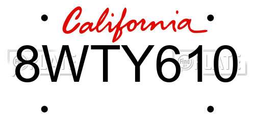 8WTY610 California License Plate