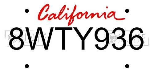 8WTY936 California License Plate