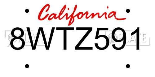8WTZ591 California License Plate
