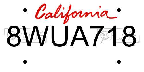 8WUA718 California License Plate