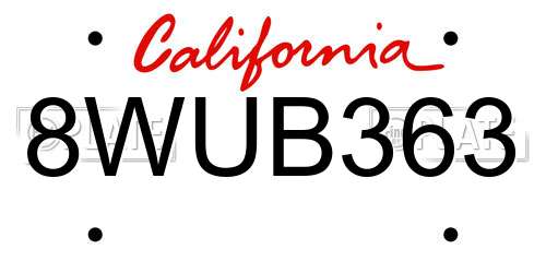 8WUB363 California License Plate
