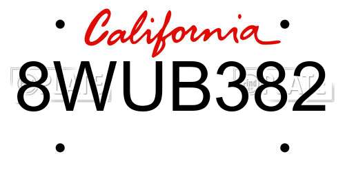 8WUB382 California License Plate