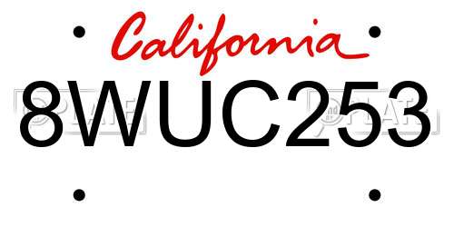 8WUC253 California License Plate